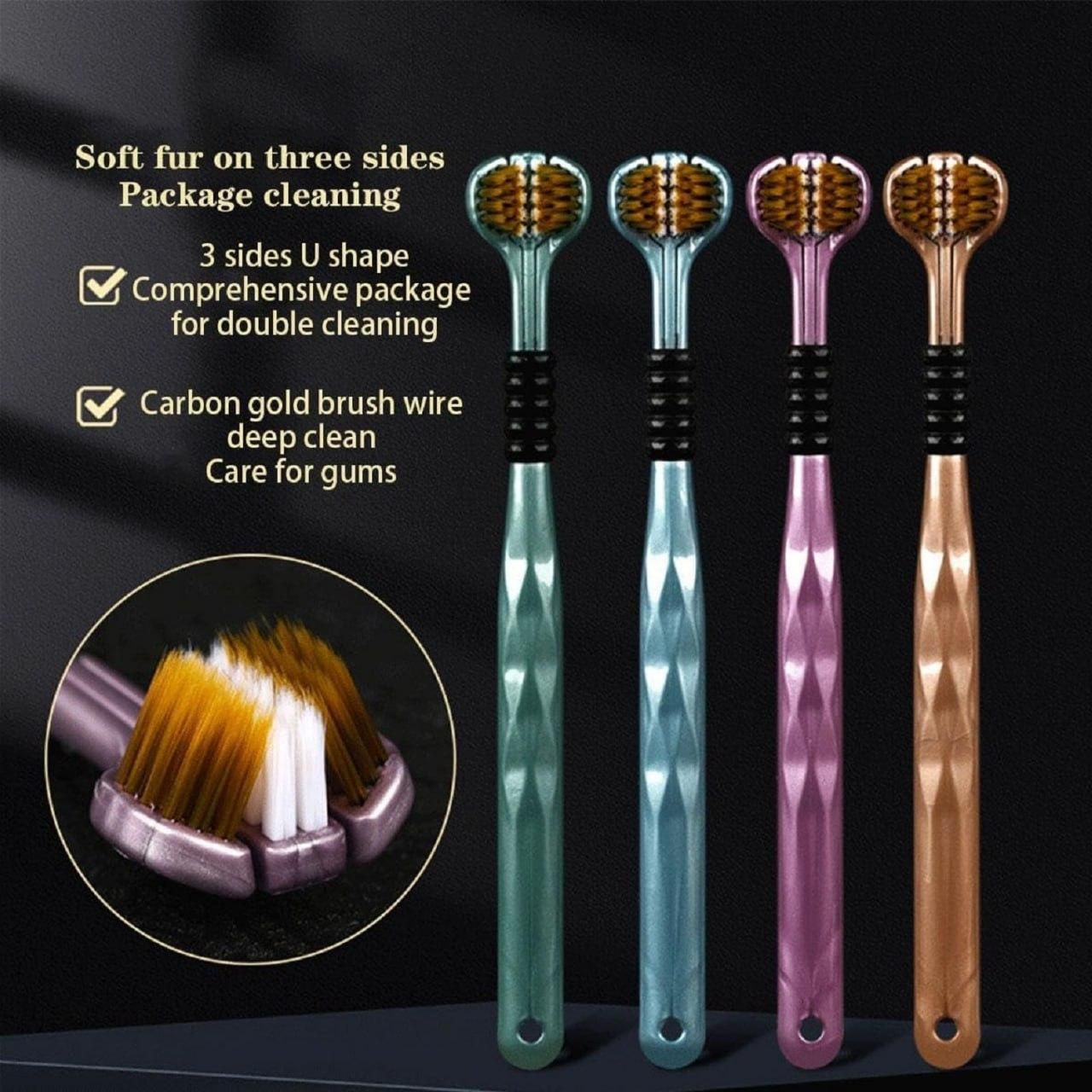 πͺ₯ 3-Sided Toothbrush β Pack of 4