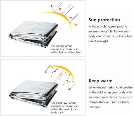 🛡️ Multifunctional Rescue Foil Heat Blankets (Pack of 2)