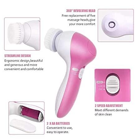 ✨ 5-in-1 Portable Electric Facial Cleaner
