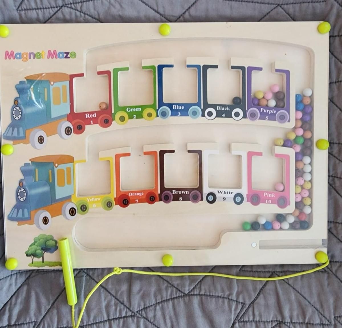 🧲 Magnetic Color & Number Maze – Montessori Wooden Puzzle Game Board