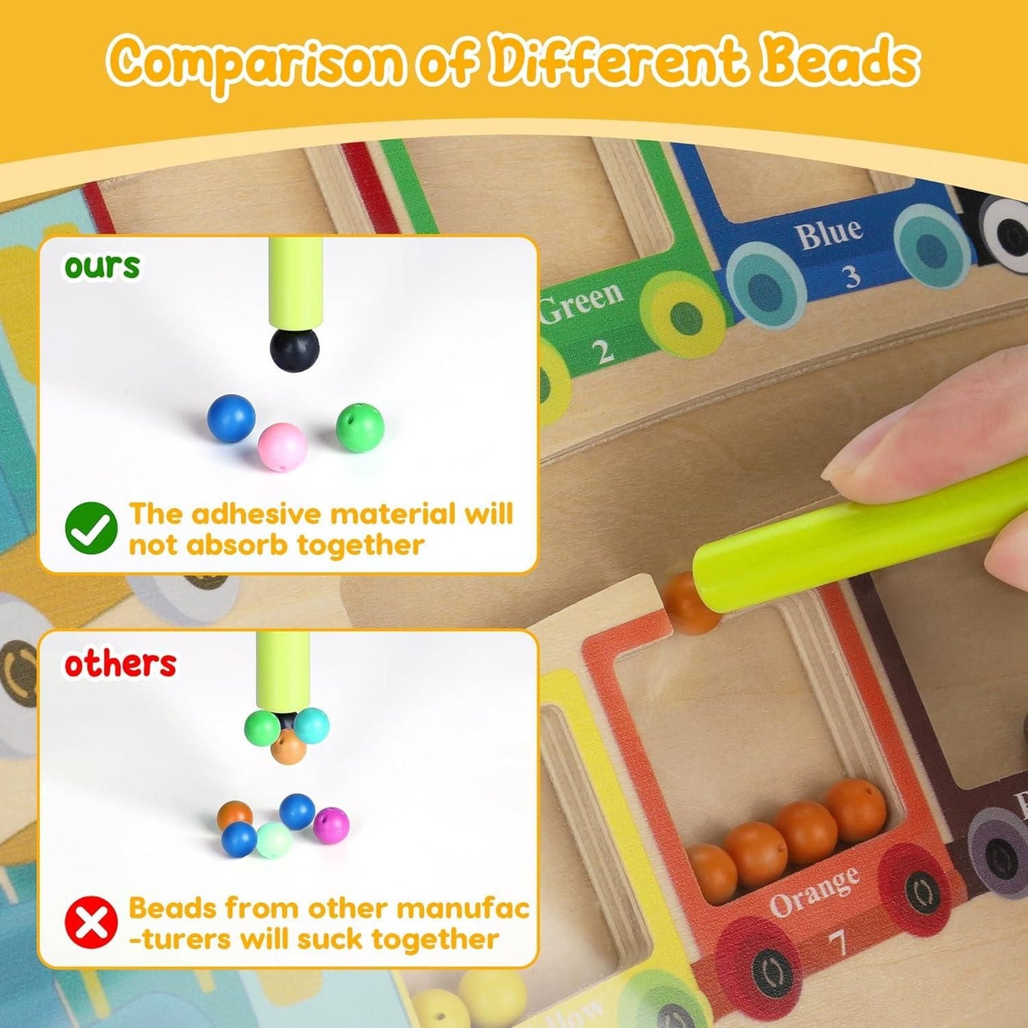 🧲 Magnetic Color & Number Maze – Montessori Wooden Puzzle Game Board